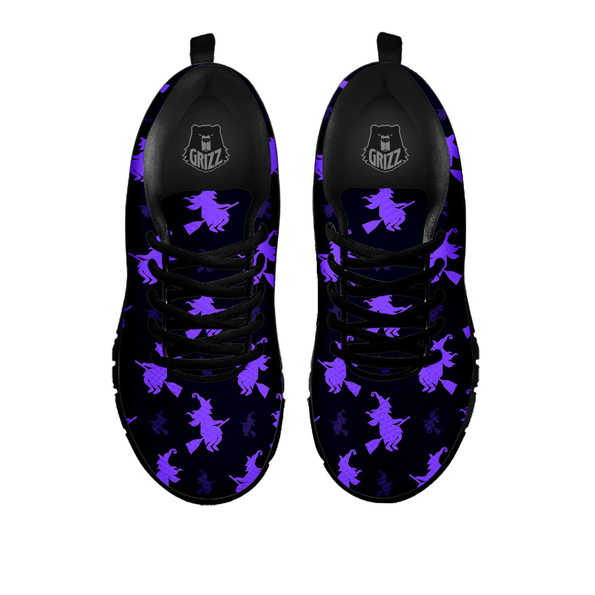 Halloween Witch Purple Print Pattern Black Sneaker-grizzshop