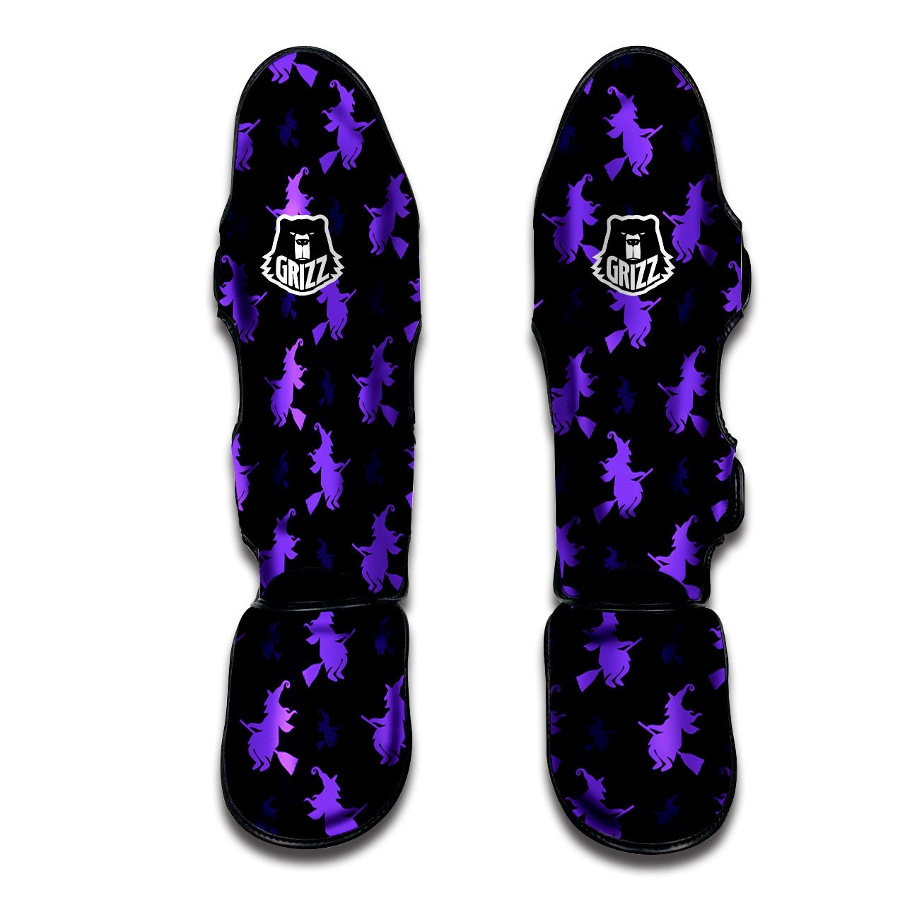 Halloween Witch Purple Print Pattern Muay Thai Shin Guards-grizzshop