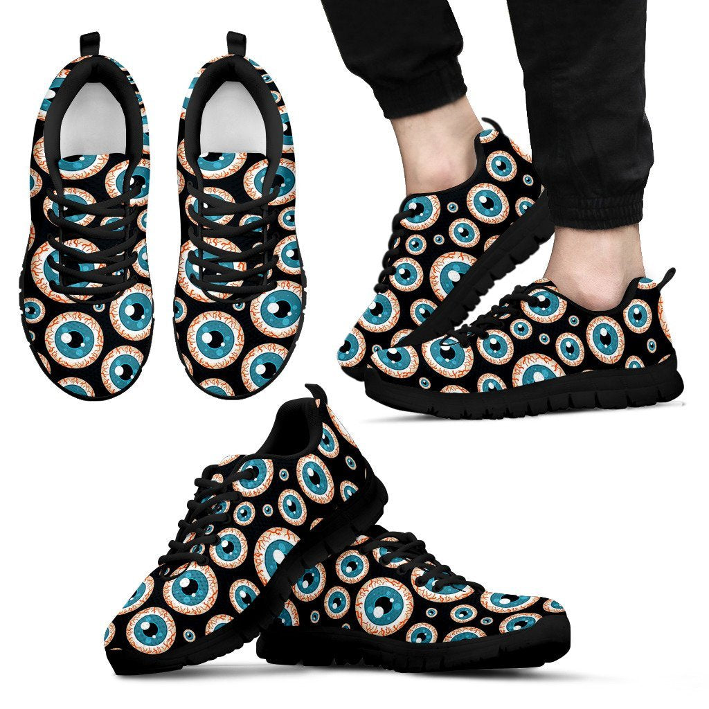 Halloween Zombie Eyes Pattern Print Black Sneaker Shoes For Men Women-grizzshop