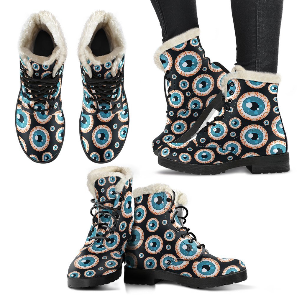 Halloween Zombie Eyes Pattern Print Comfy Winter Boots-grizzshop