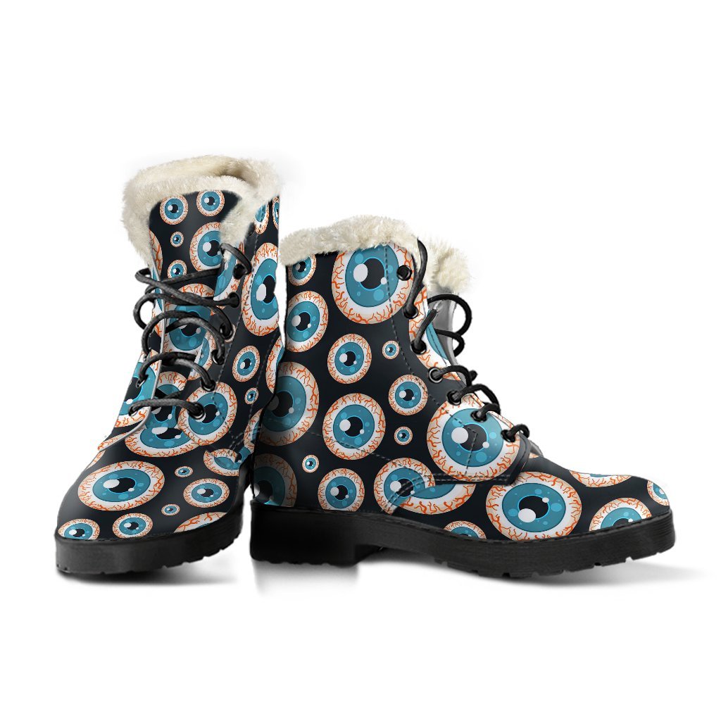 Halloween Zombie Eyes Pattern Print Comfy Winter Boots-grizzshop