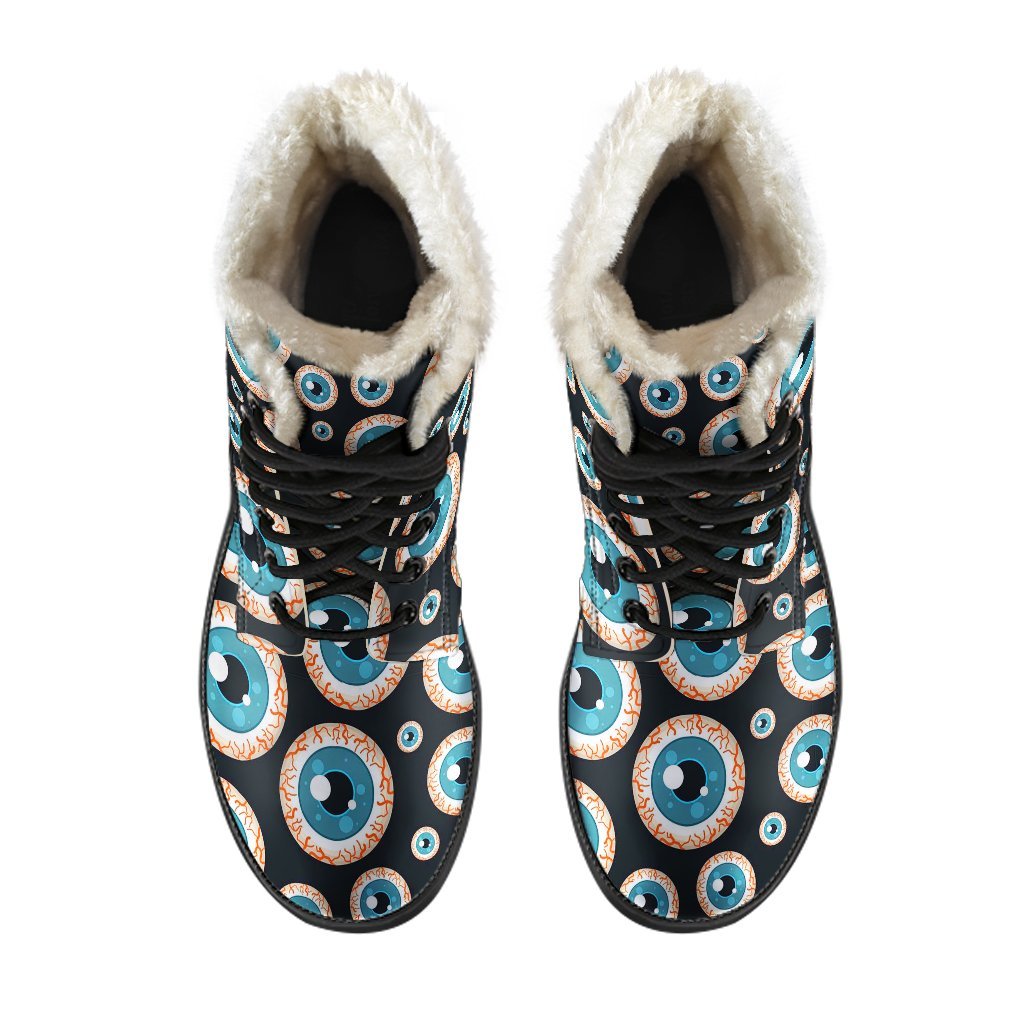 Halloween Zombie Eyes Pattern Print Comfy Winter Boots-grizzshop