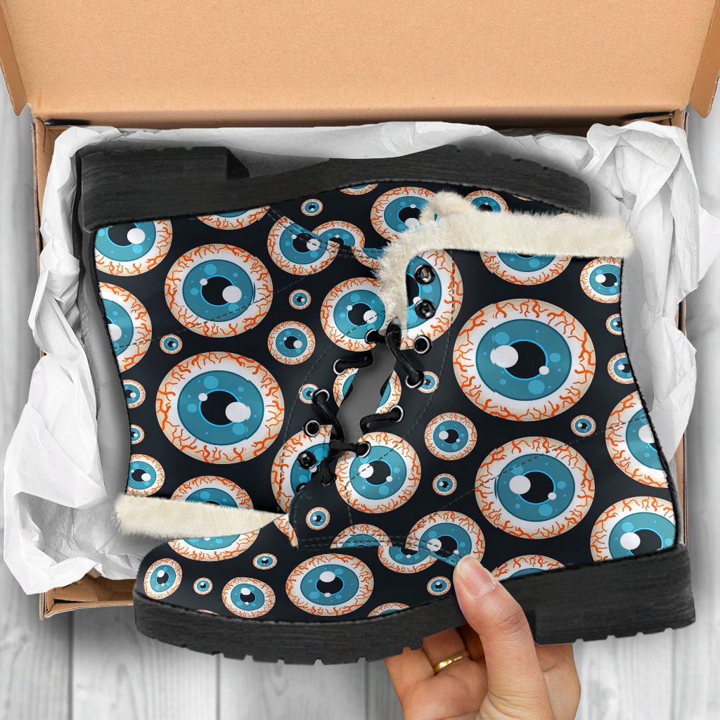 Halloween Zombie Eyes Pattern Print Comfy Winter Boots-grizzshop