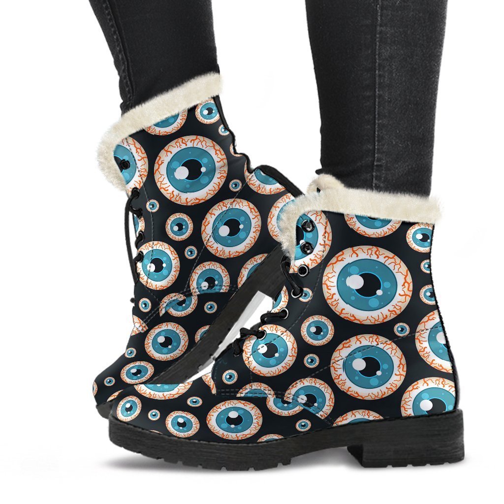 Halloween Zombie Eyes Pattern Print Comfy Winter Boots-grizzshop