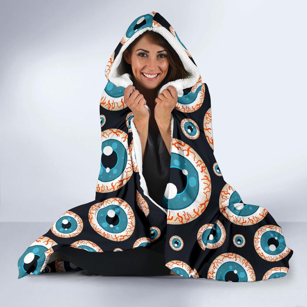 Halloween Zombie Eyes Pattern Print Hooded Blanket-grizzshop