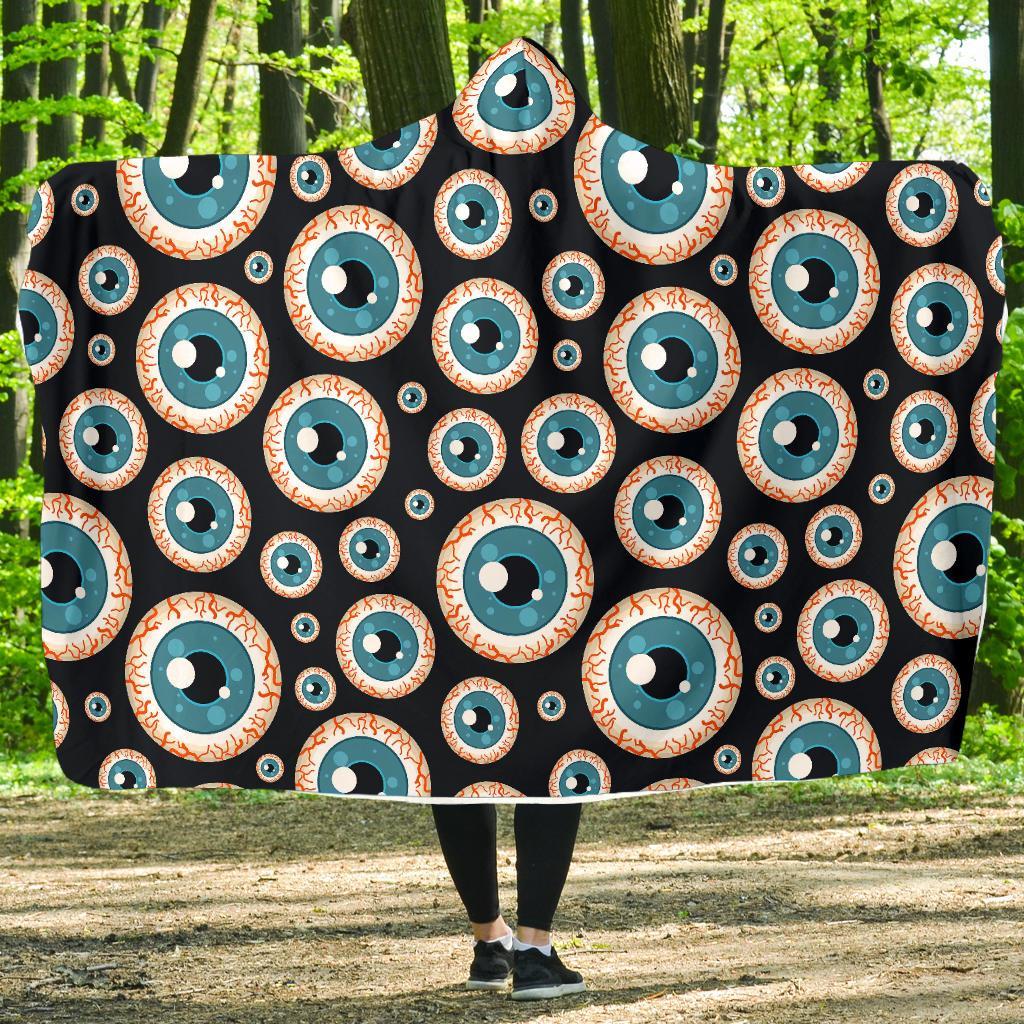 Halloween Zombie Eyes Pattern Print Hooded Blanket-grizzshop