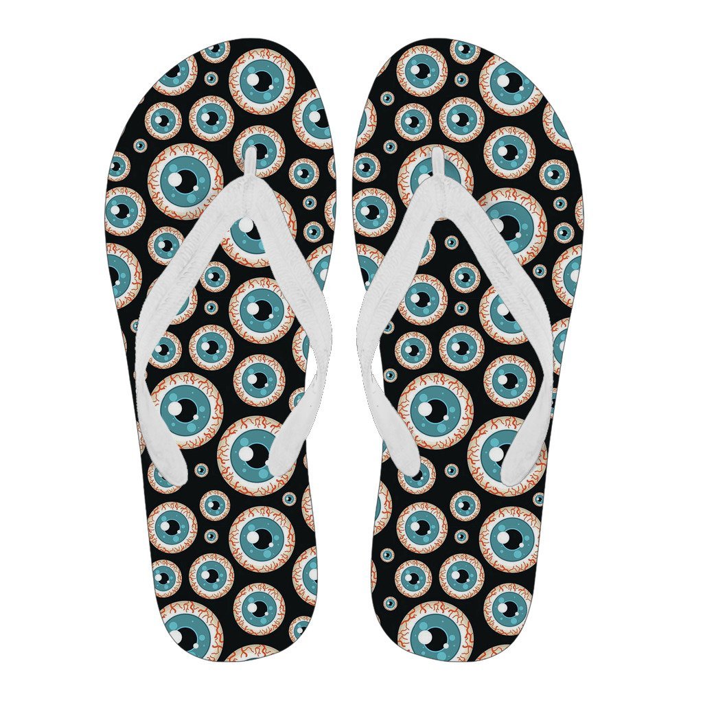 Halloween Zombie Eyes Pattern Print Men & Women Flip Flops-grizzshop