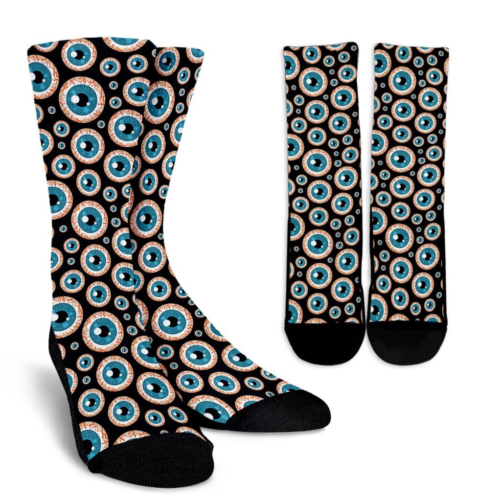 Halloween Zombie Eyes Pattern Print Unisex Crew Socks-grizzshop