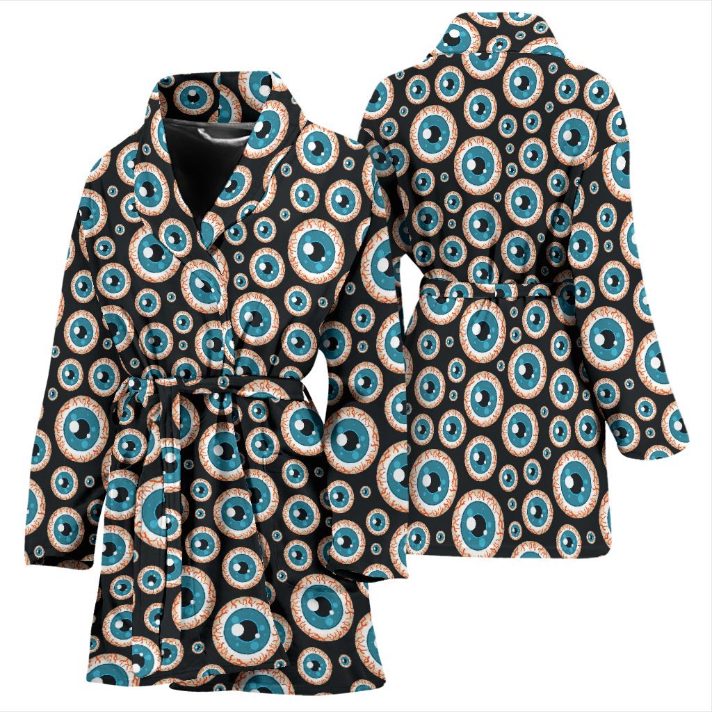 Halloween Zombie Eyes Pattern Print Women Long Robe-grizzshop