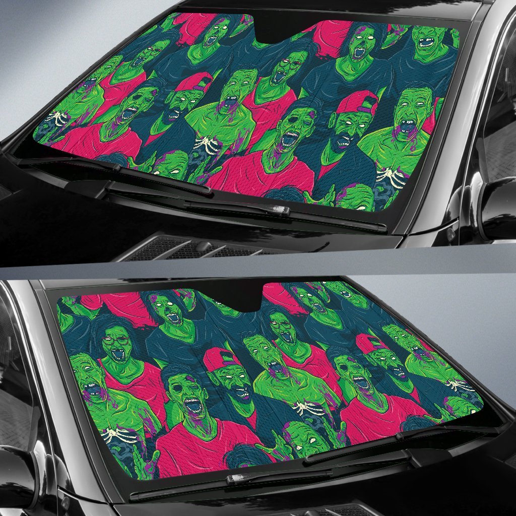 Halloween Zombie Pattern Print Car Sun Shade-grizzshop