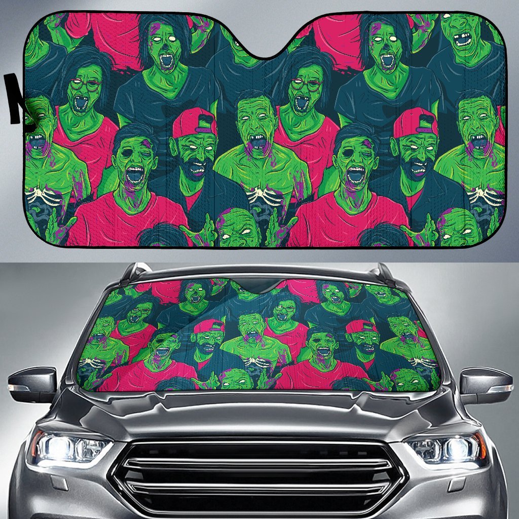 Halloween Zombie Pattern Print Car Sun Shade-grizzshop