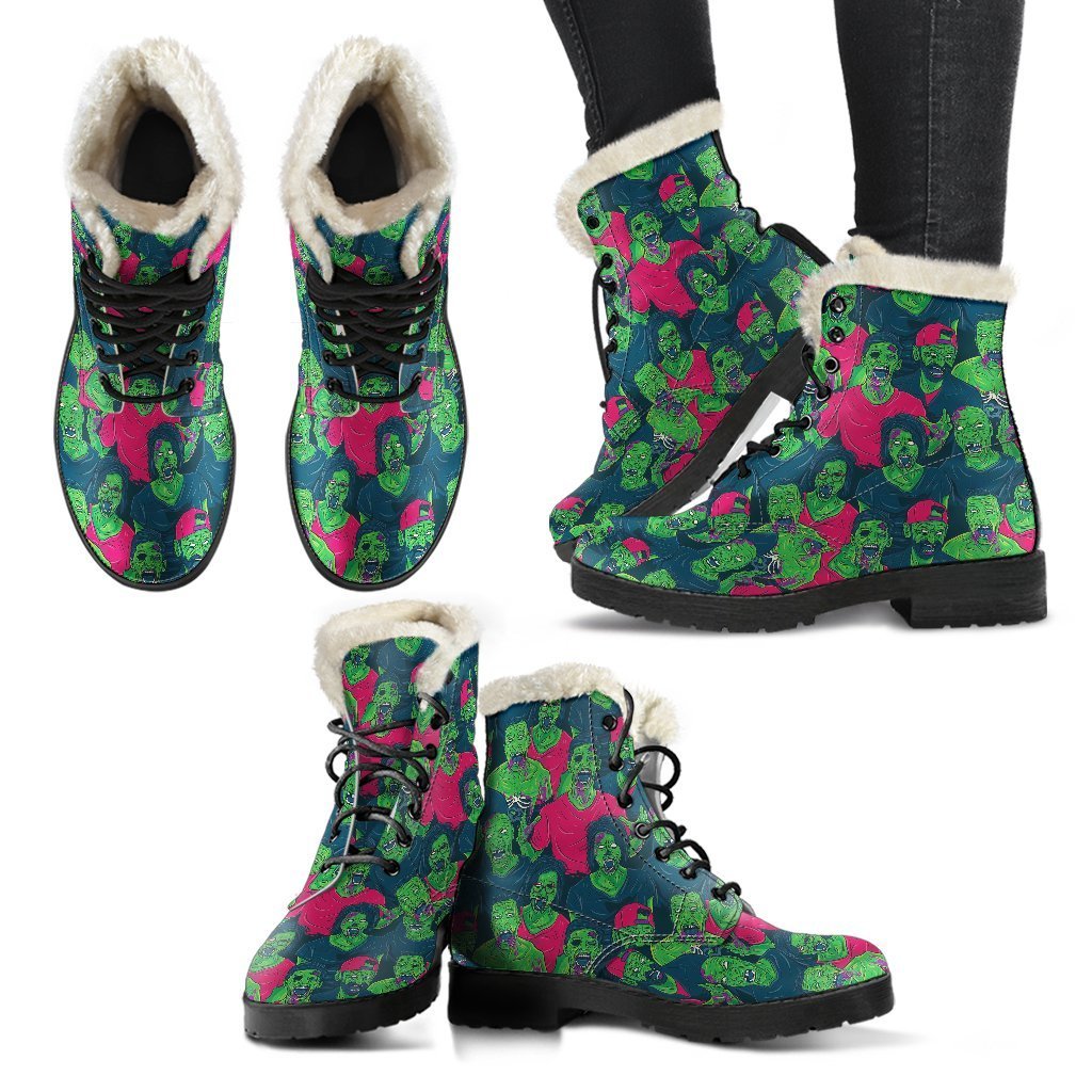 Halloween Zombie Pattern Print Comfy Winter Boots-grizzshop