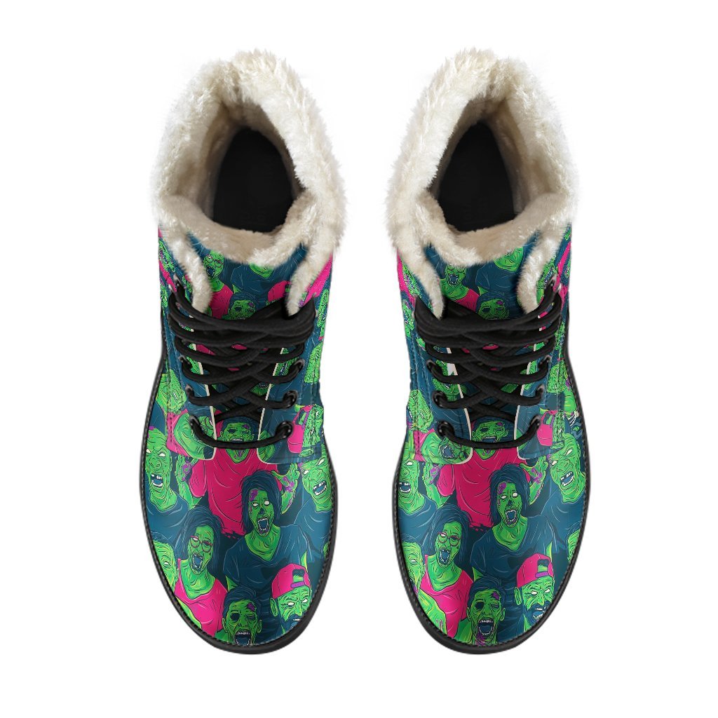 Halloween Zombie Pattern Print Comfy Winter Boots-grizzshop