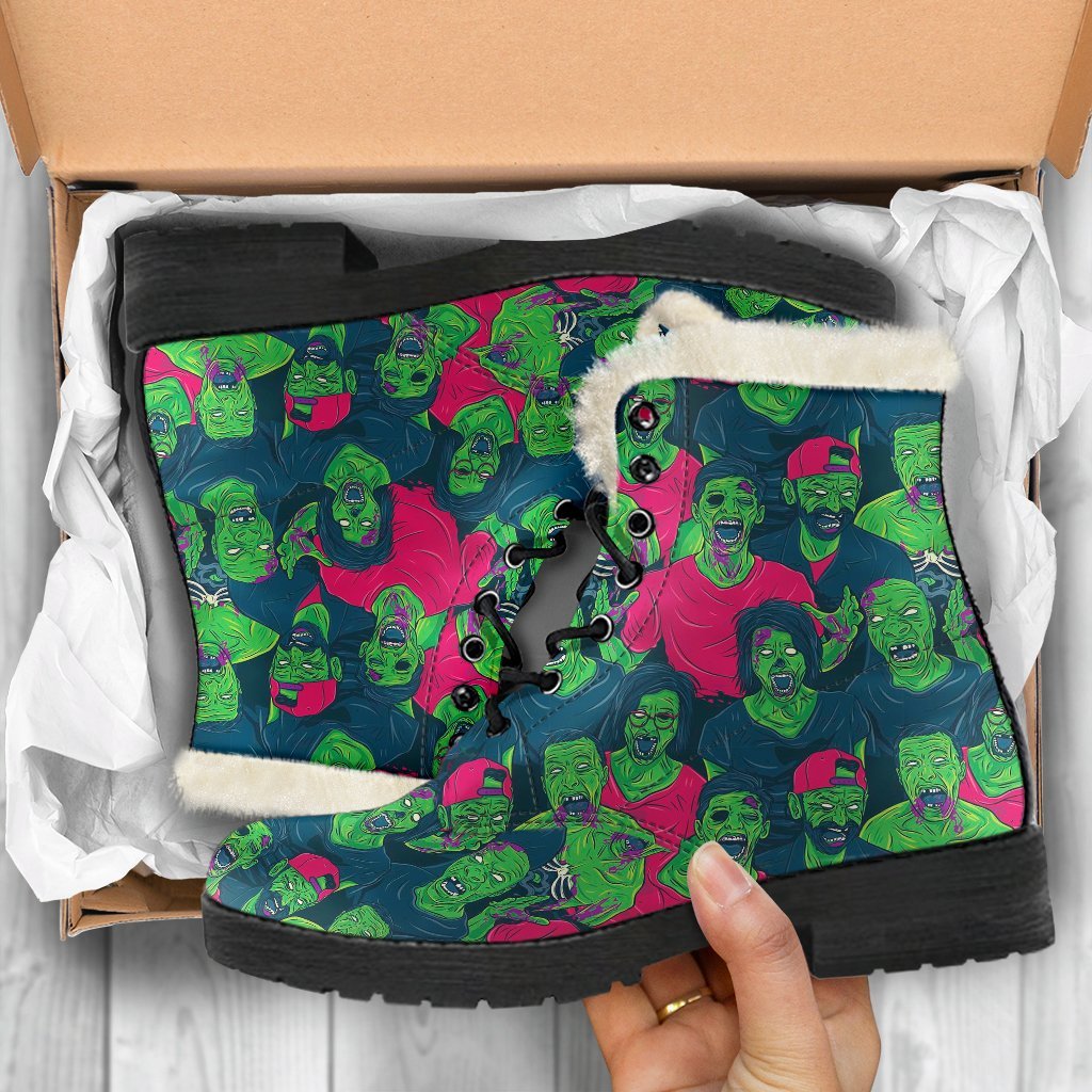 Halloween Zombie Pattern Print Comfy Winter Boots-grizzshop