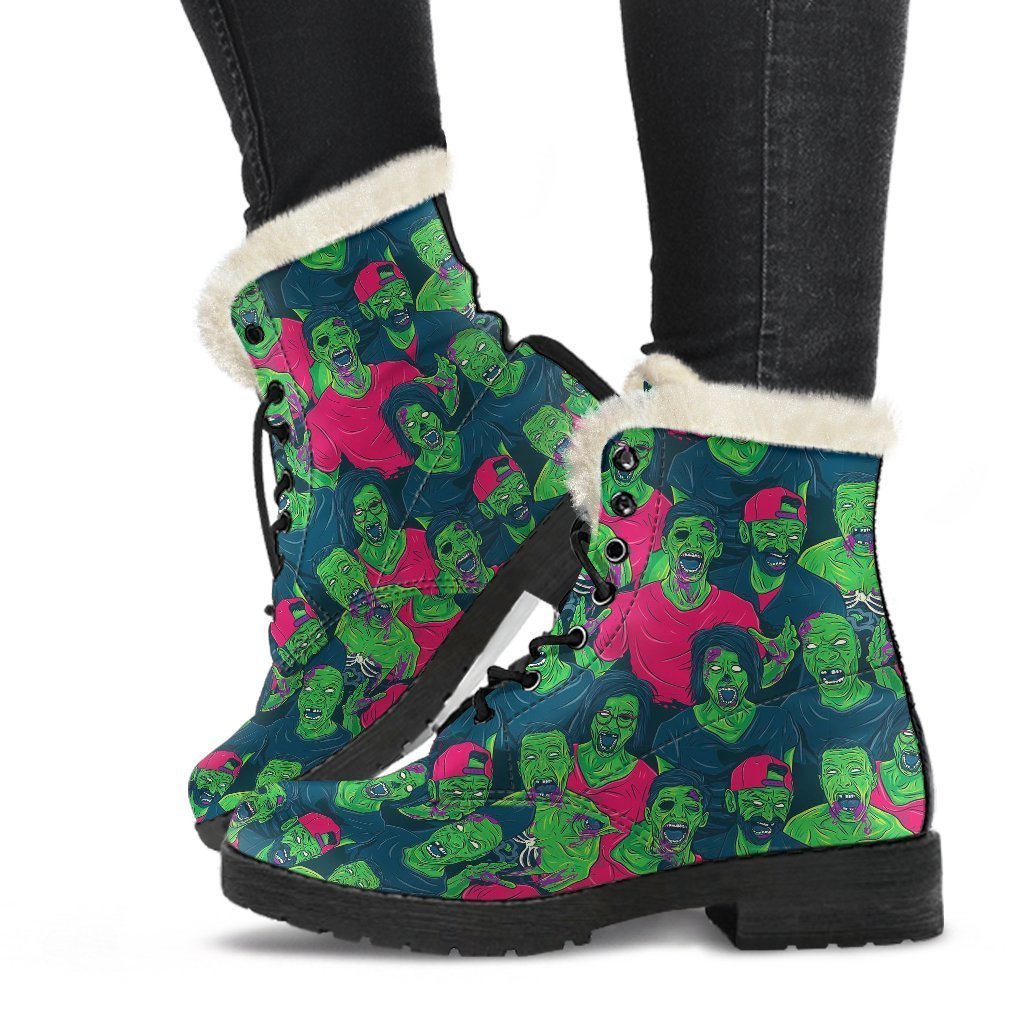 Halloween Zombie Pattern Print Comfy Winter Boots-grizzshop