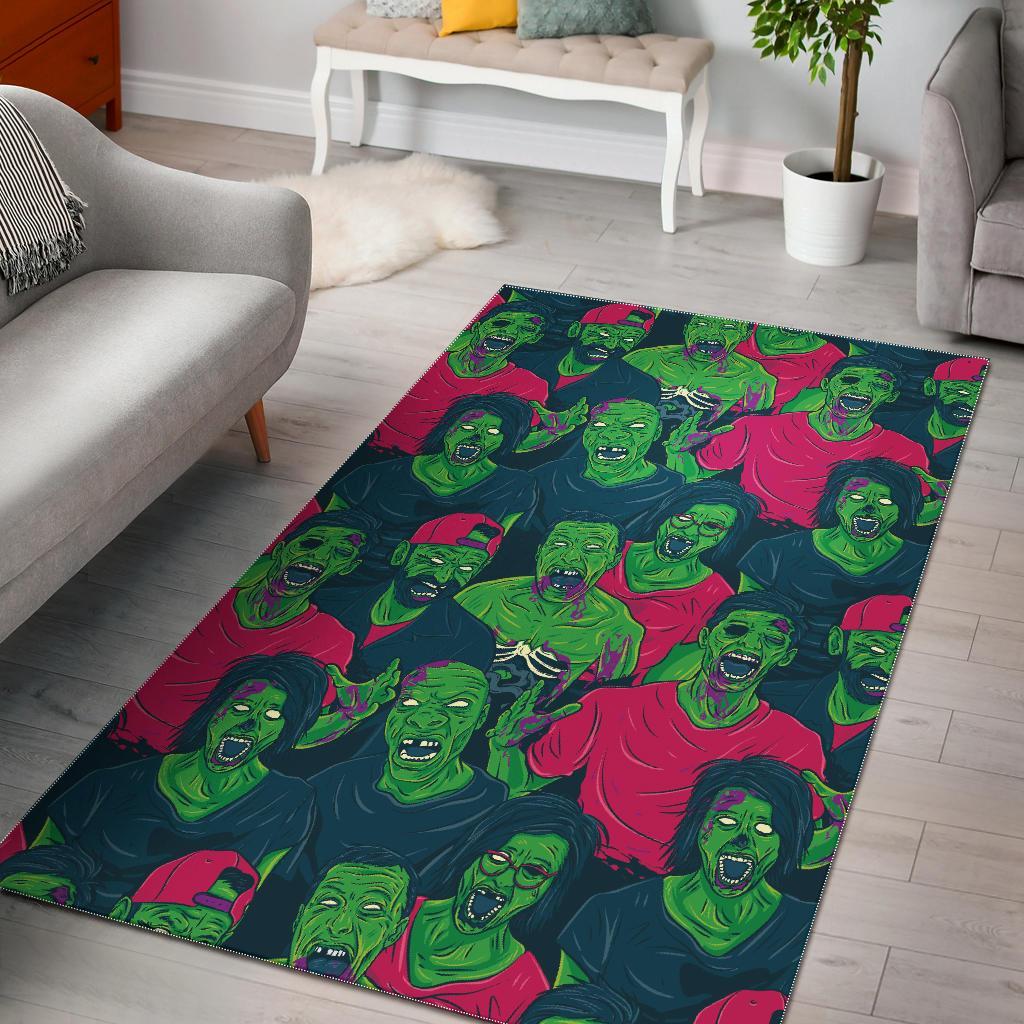 Halloween Zombie Pattern Print Floor Mat-grizzshop