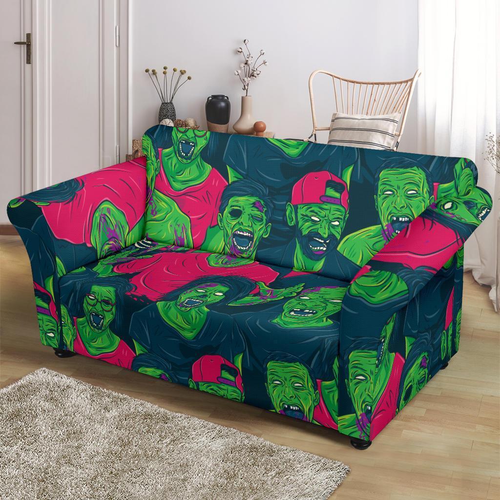 Halloween Zombie Pattern Print Loveseat Cover-grizzshop