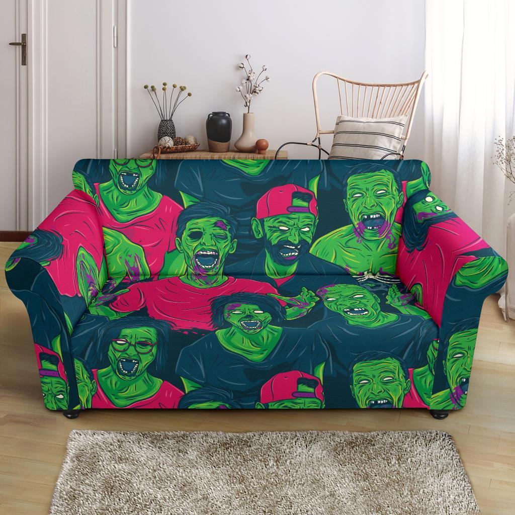 Halloween Zombie Pattern Print Loveseat Cover-grizzshop