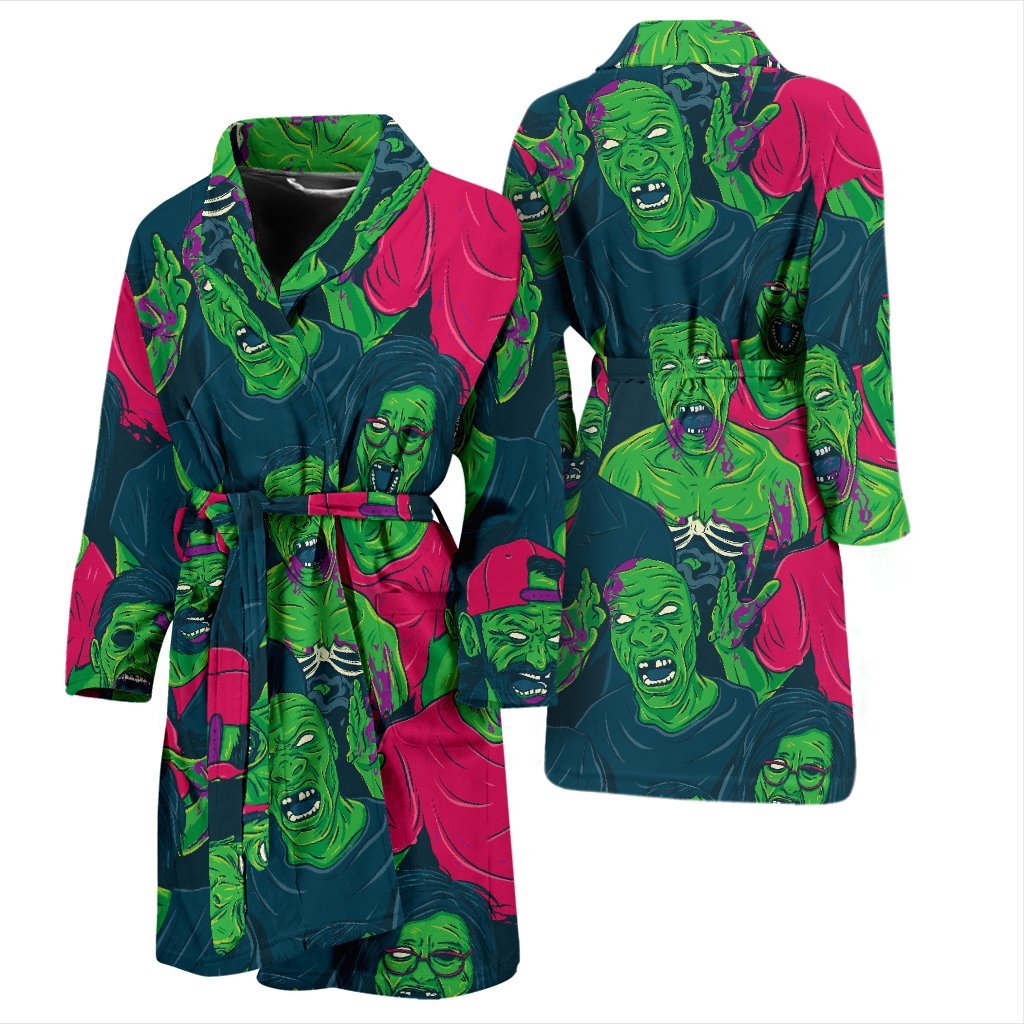 Halloween Zombie Pattern Print Men Long Robe-grizzshop