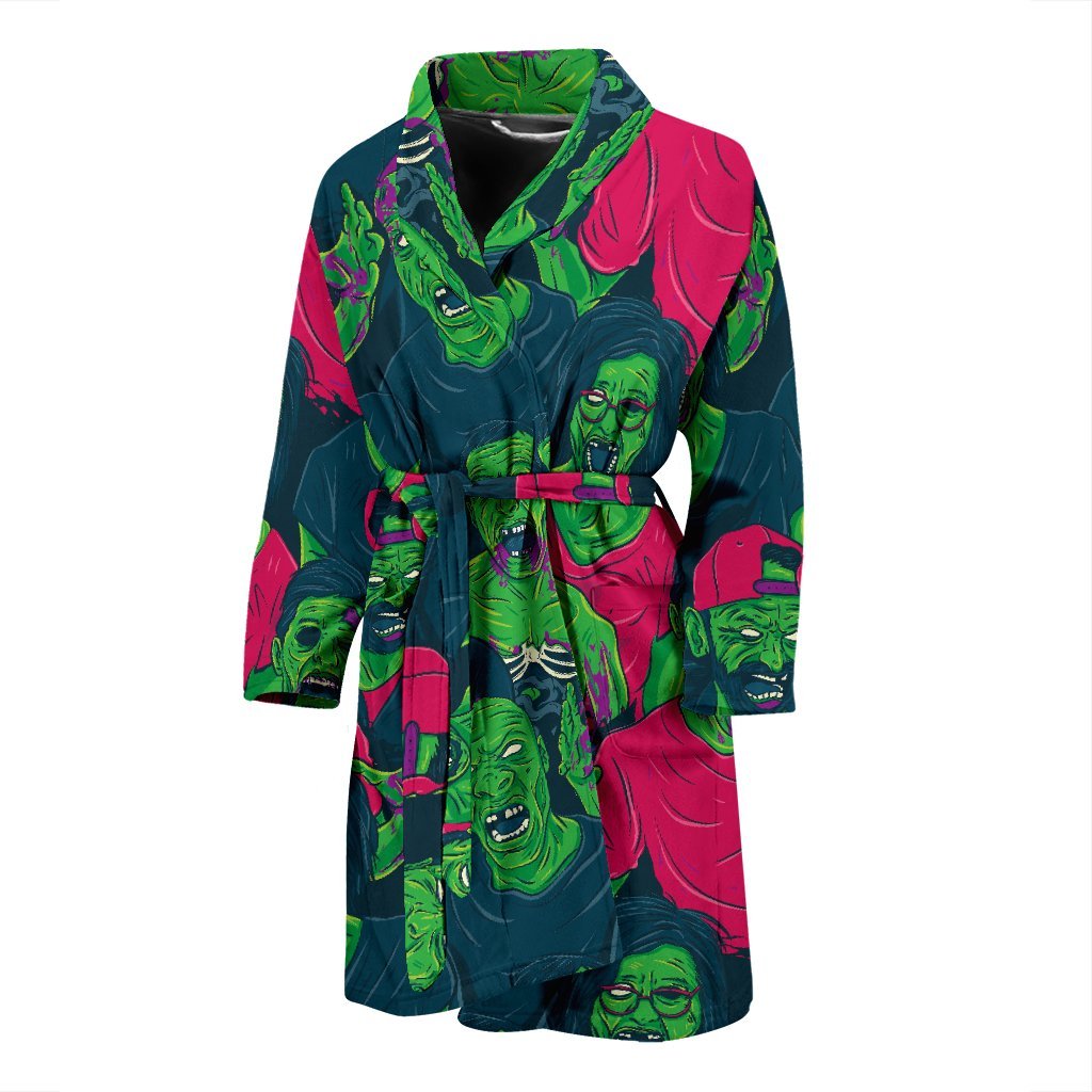 Halloween Zombie Pattern Print Men Long Robe-grizzshop