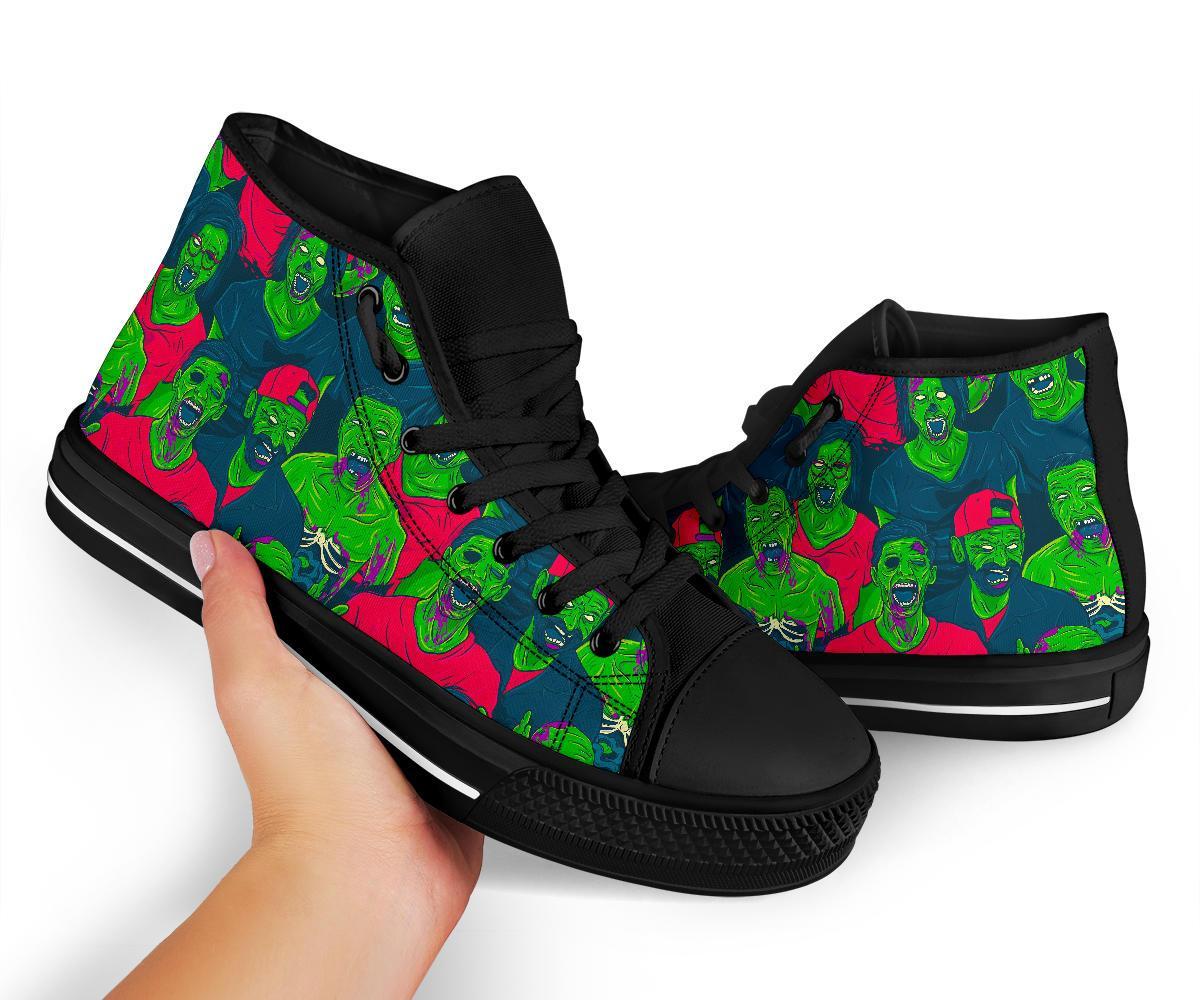 Halloween Zombie Pattern Print Men Women's High Top Shoes-grizzshop