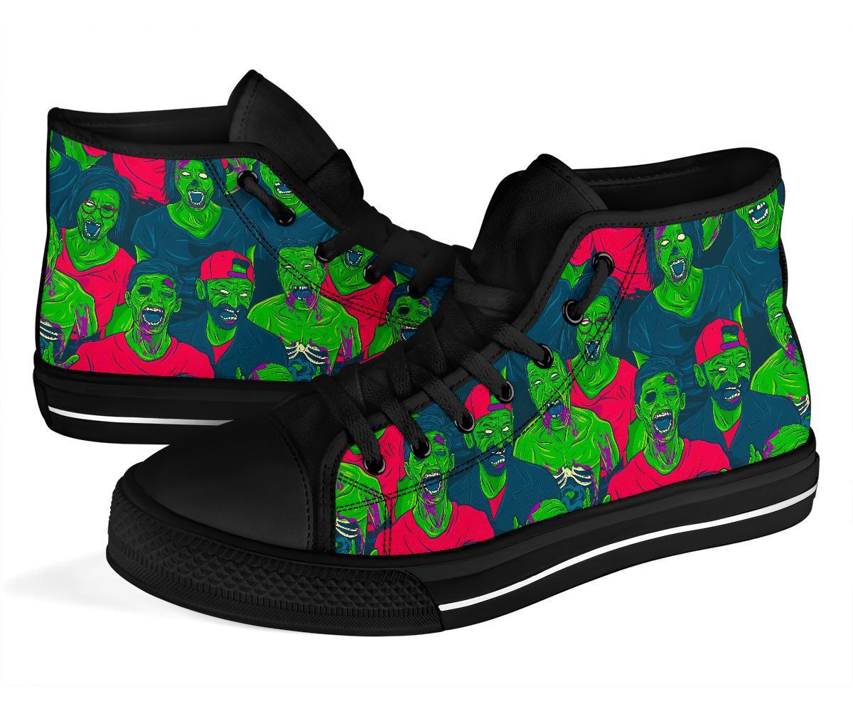 Halloween Zombie Pattern Print Men Women's High Top Shoes-grizzshop