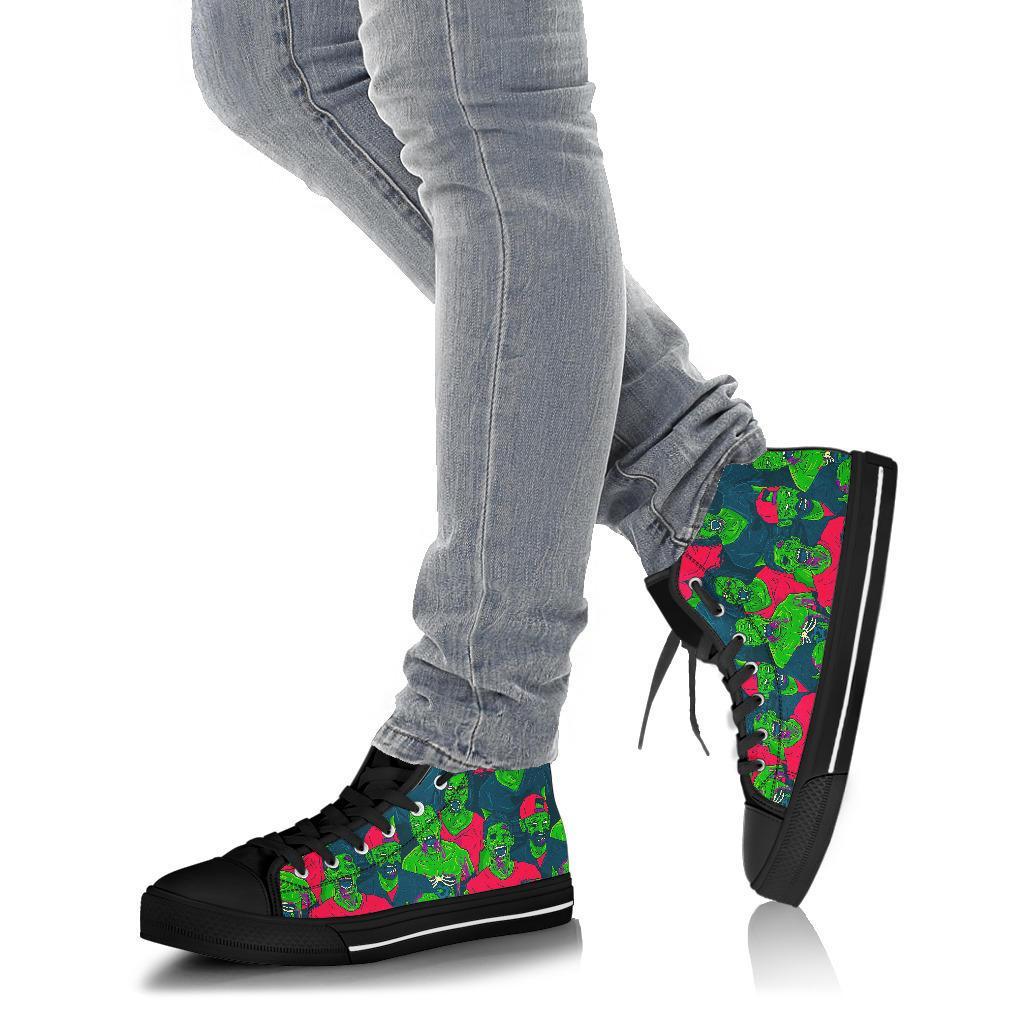 Halloween Zombie Pattern Print Men Women's High Top Shoes-grizzshop