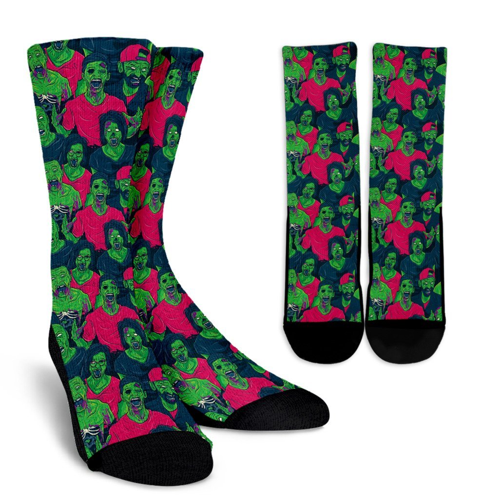 Halloween Zombie Pattern Print Unisex Crew Socks-grizzshop