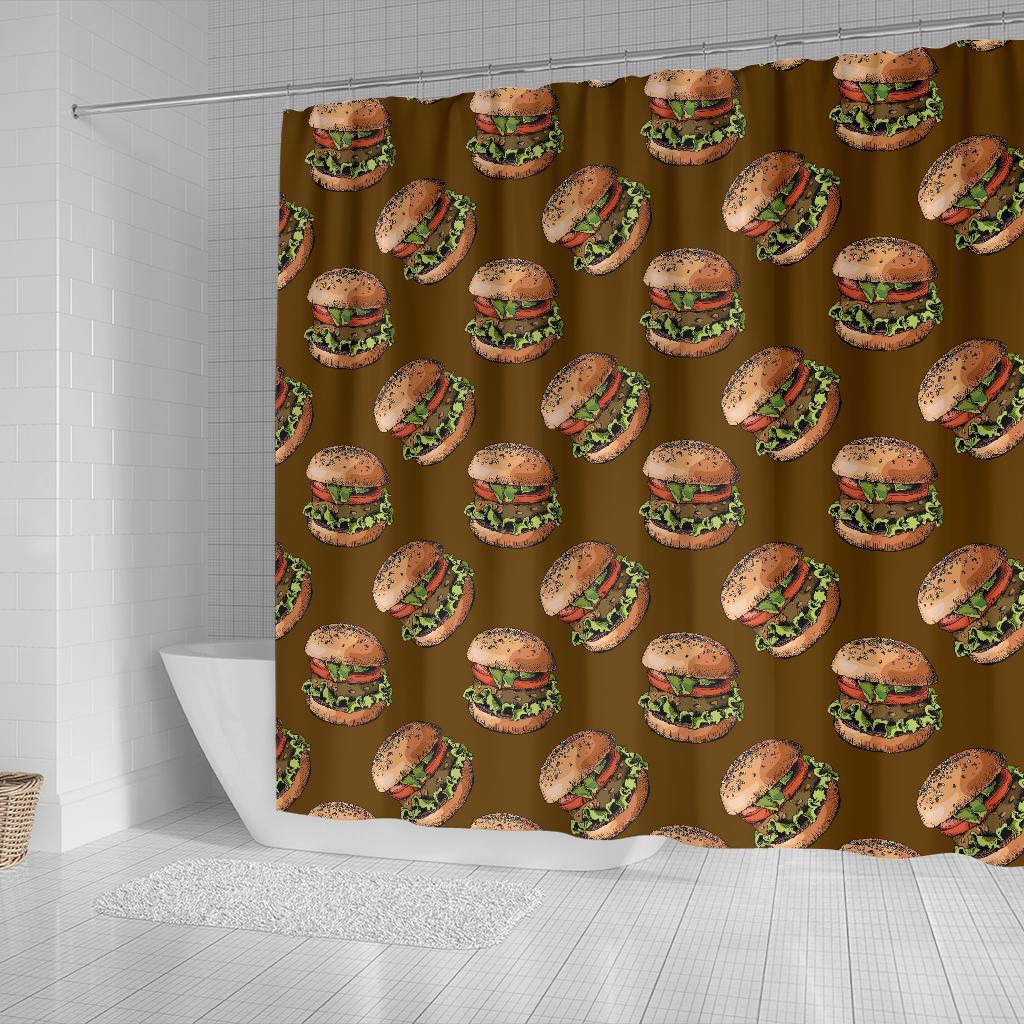 Hamburger Brown Pattern Print Bathroom Shower Curtain-grizzshop