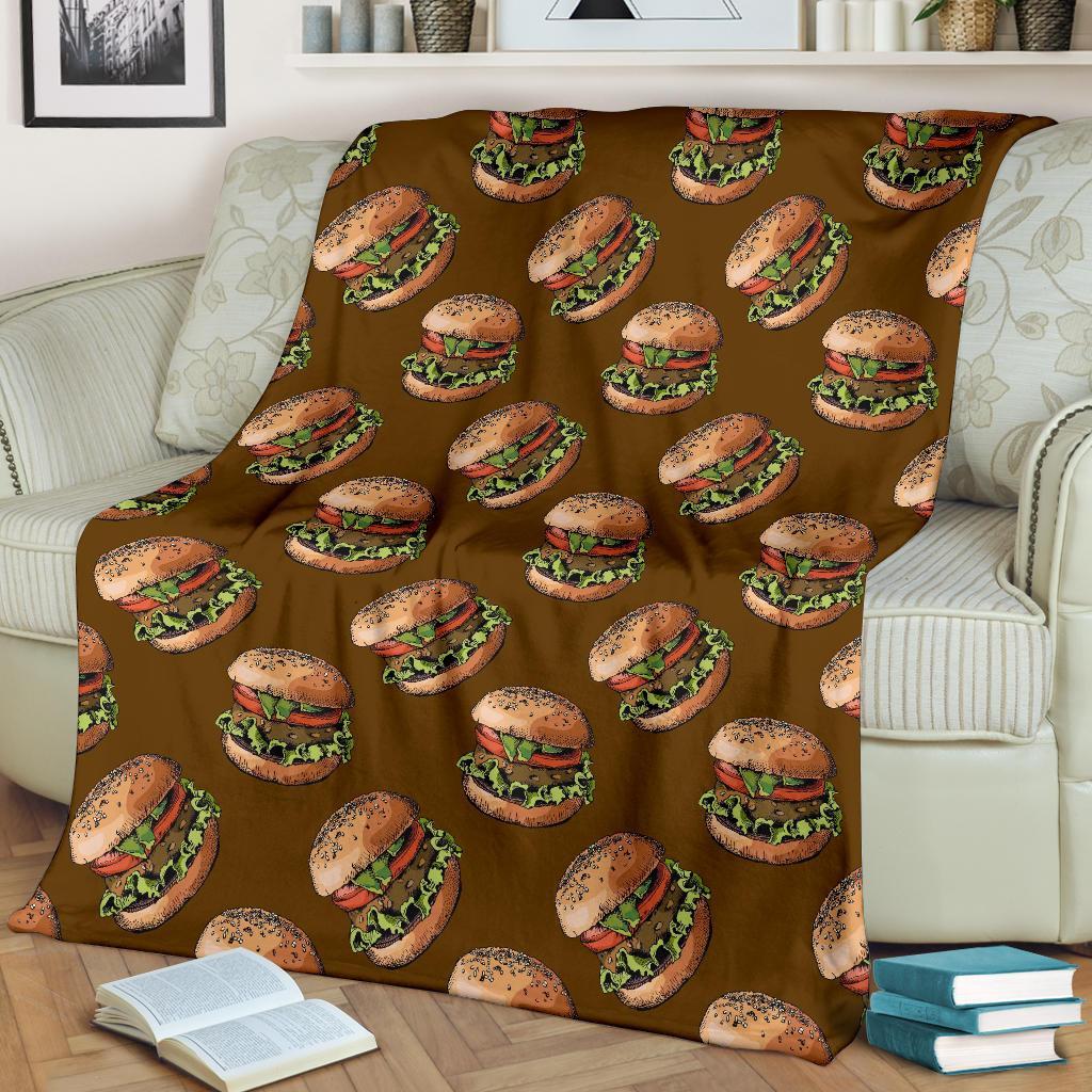 Hamburger Brown Pattern Print Blanket-grizzshop