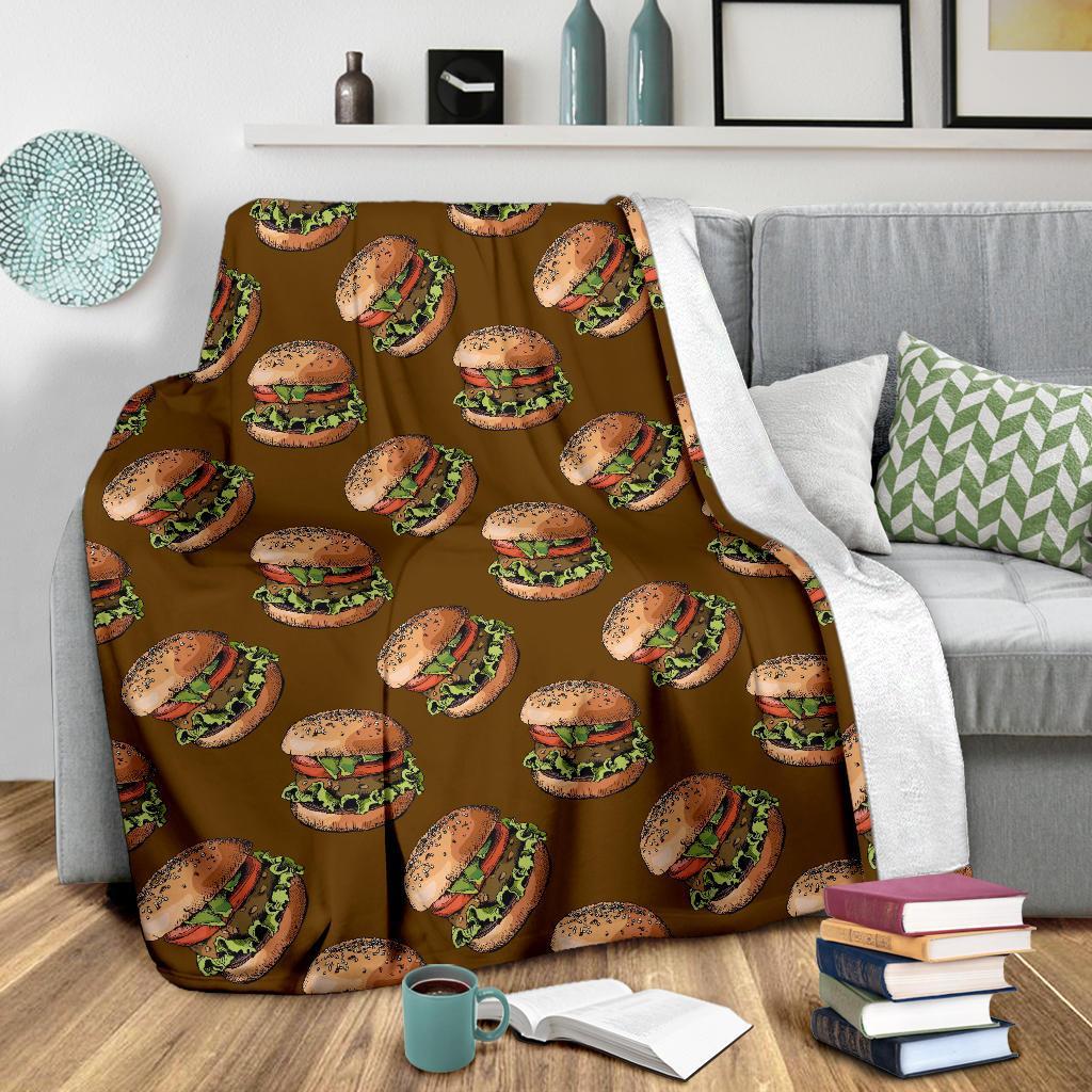 Hamburger Brown Pattern Print Blanket-grizzshop