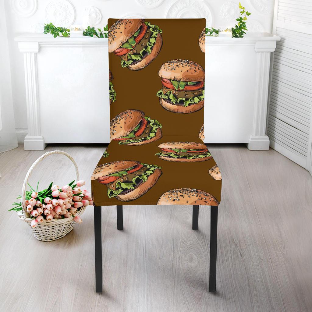 Hamburger Brown Pattern Print Chair Cover-grizzshop