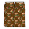 Hamburger Brown Pattern Print Duvet Cover Bedding Set-grizzshop