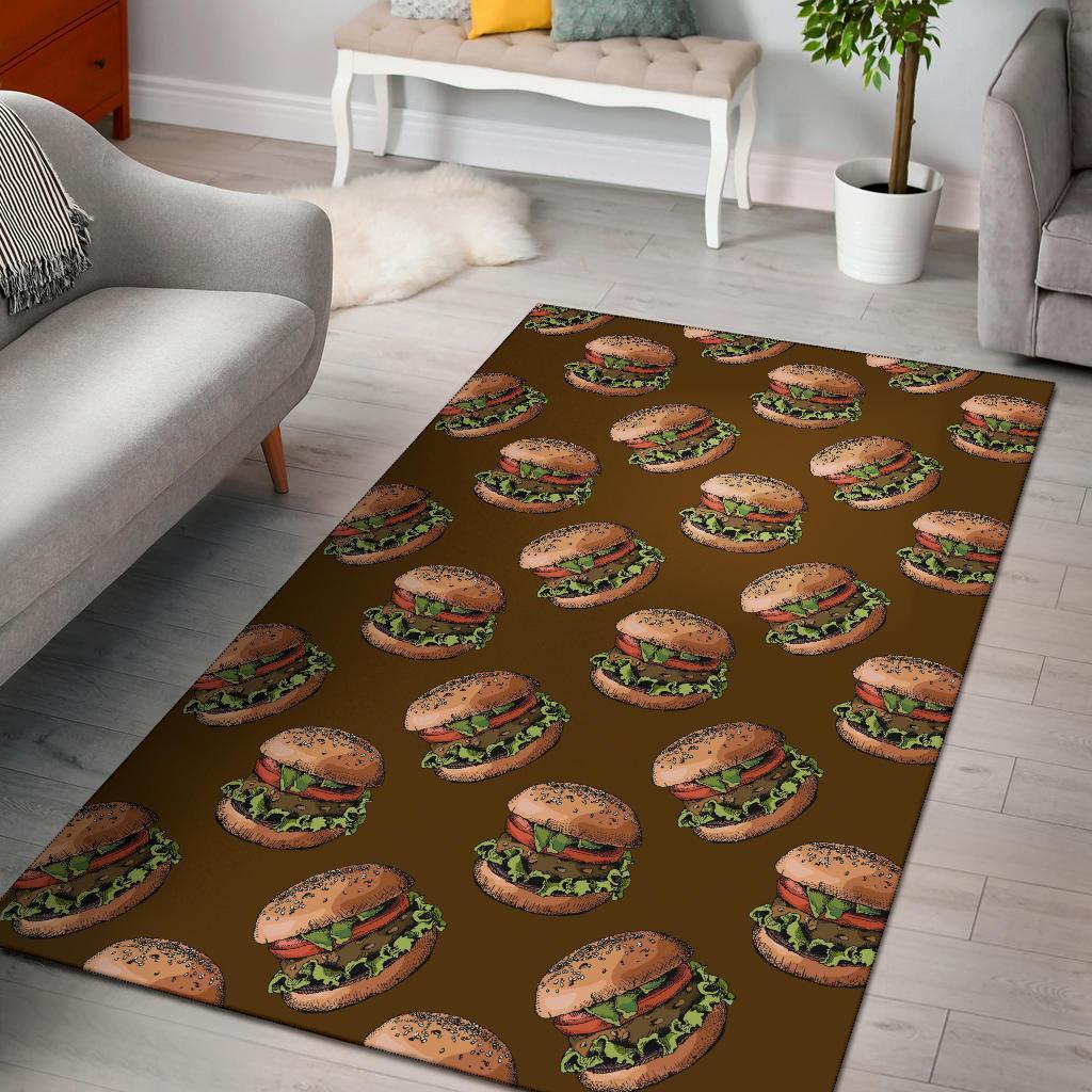 Hamburger Brown Pattern Print Floor Mat-grizzshop