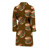 Hamburger Brown Pattern Print Men Long Robe-grizzshop