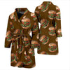 Hamburger Brown Pattern Print Men Long Robe-grizzshop