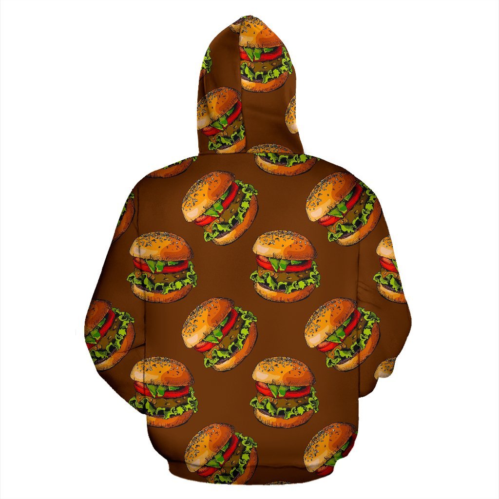 Hamburger Brown Pattern Print Men Women Pullover Hoodie-grizzshop