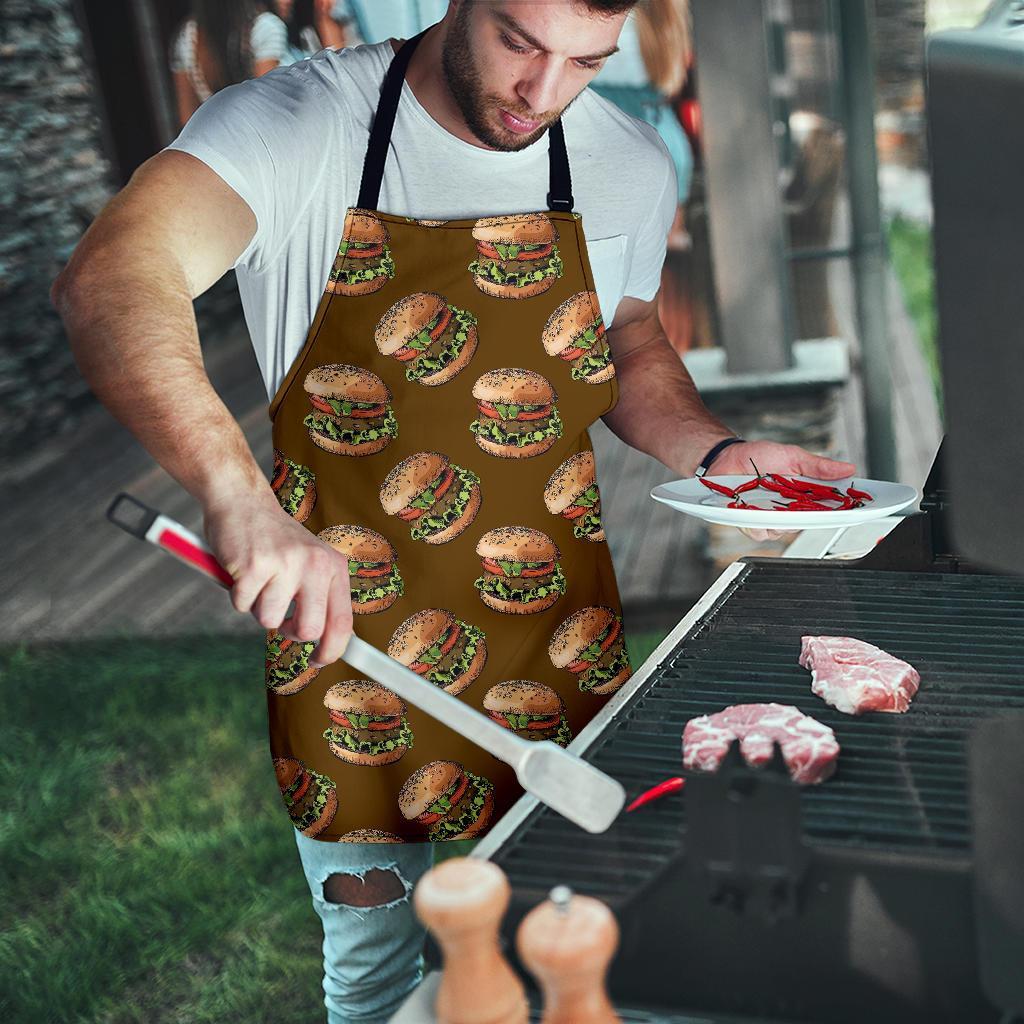 Hamburger Brown Pattern Print Men's Apron-grizzshop