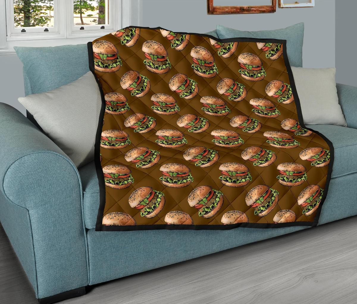 Hamburger Brown Pattern Print Quilt-grizzshop