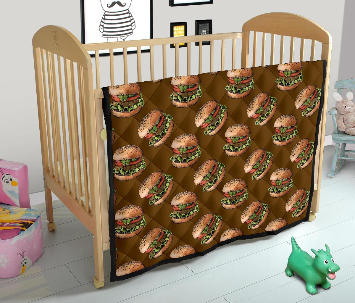 Hamburger Brown Pattern Print Quilt-grizzshop