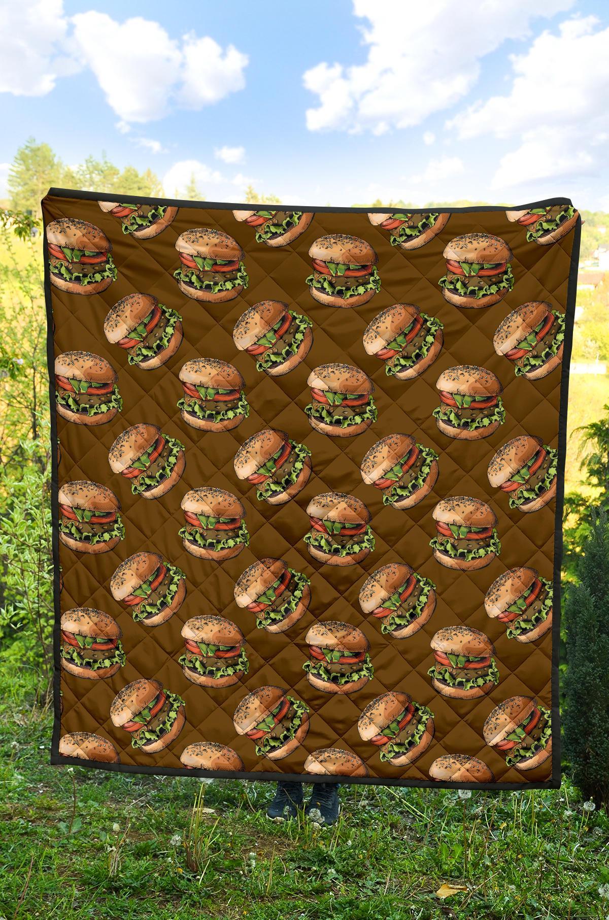 Hamburger Brown Pattern Print Quilt-grizzshop