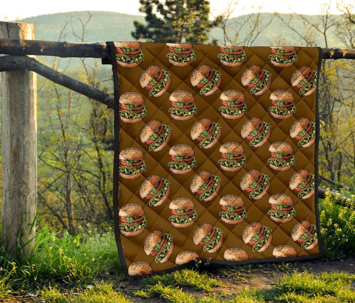 Hamburger Brown Pattern Print Quilt-grizzshop