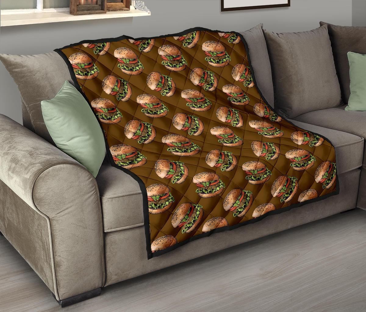 Hamburger Brown Pattern Print Quilt-grizzshop