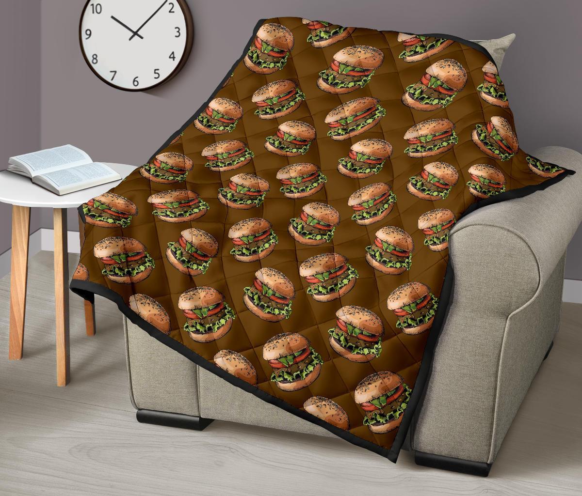 Hamburger Brown Pattern Print Quilt-grizzshop