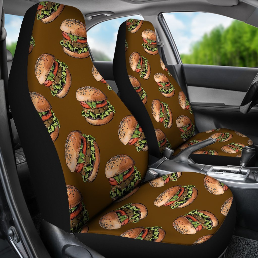 Hamburger Brown Pattern Print Universal Fit Car Seat Covers-grizzshop