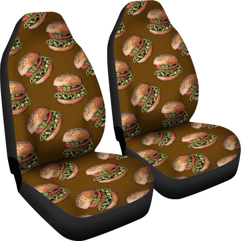 Hamburger Brown Pattern Print Universal Fit Car Seat Covers-grizzshop