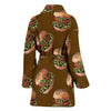 Hamburger Brown Pattern Print Women Long Robe-grizzshop