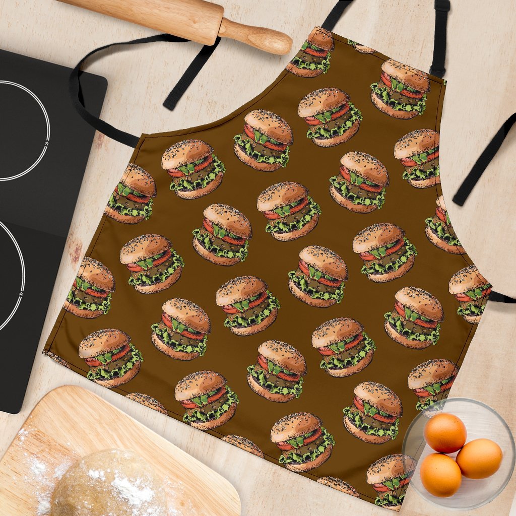 Hamburger Brown Pattern Print Women's Apron-grizzshop