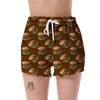 Hamburger Brown Pattern Print Women's Shorts-grizzshop