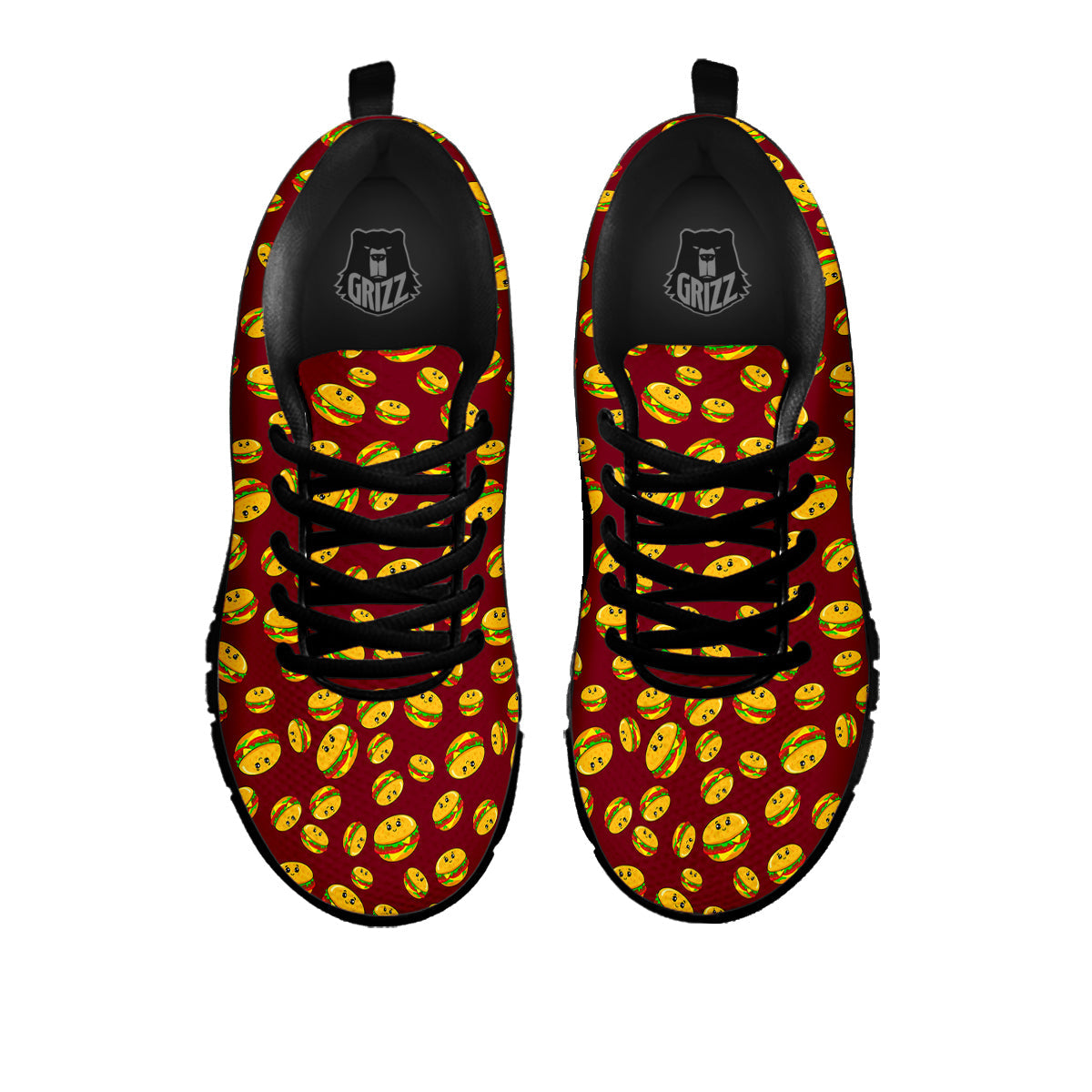 Hamburger Cute Print Pattern Black Sneaker-grizzshop